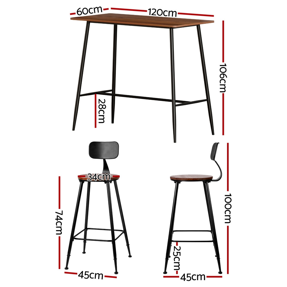 Bar Table and Stools Set Dining Desk Kitchen Chairs Cafe Pub