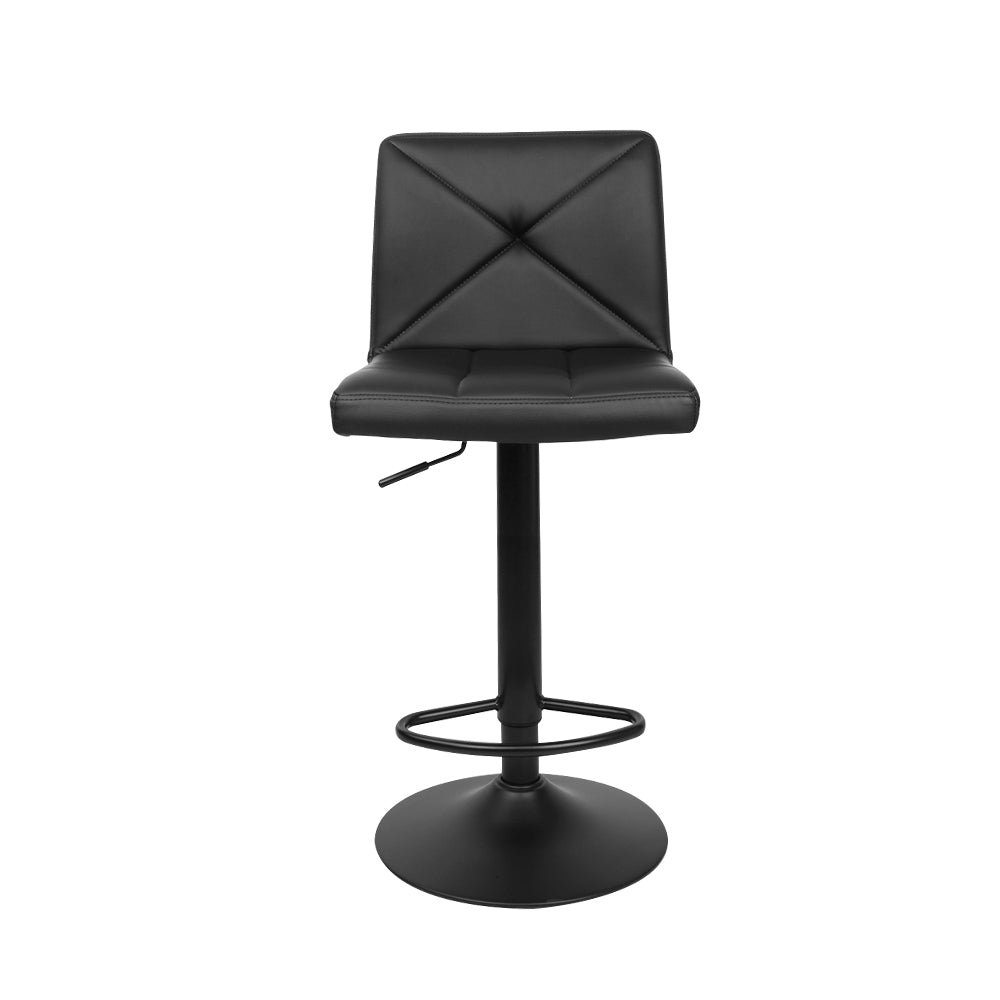 2X Bar Stools Kitchen Dining Chairs Gas Lift Stool Leather Black