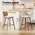 Bar Stools Kitchen Counter Rattan Chairs PU Leather Padding