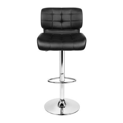 2X Bar Stools Gas Lift Leather Padded Stool Black