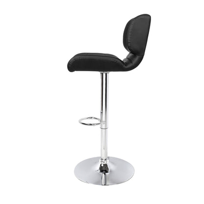 2X Bar Stools Gas Lift Leather Padded Stool Black