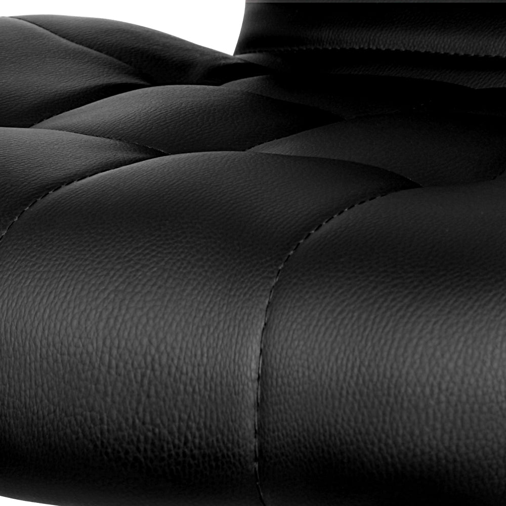 2X Bar Stools Gas Lift Leather Padded Stool Black
