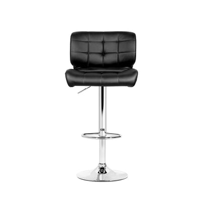 4X Bar Stools Gas Lift Leather Padded Black