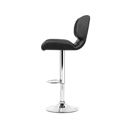 4X Bar Stools Gas Lift Leather Padded Black