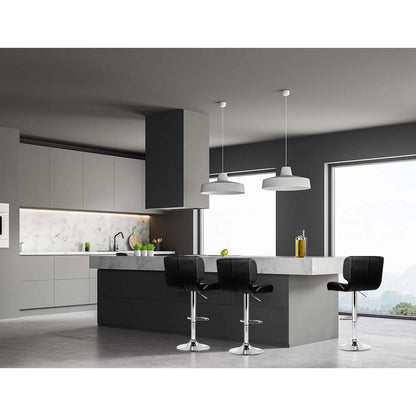 4X Bar Stools Gas Lift Leather Padded Black