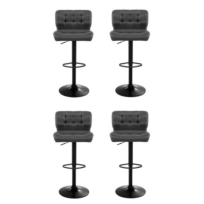 4X Bar Stools Gas Lift Leather Padded Grey