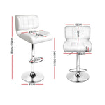 4X Bar Stools Gas Lift Leather Padded White