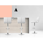 4X Bar Stools Gas Lift Leather Padded White