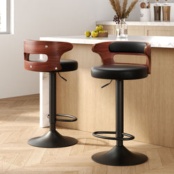 2X Bar Stools Gas Lift Leather