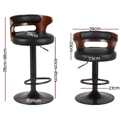 2X Bar Stools Gas Lift Leather