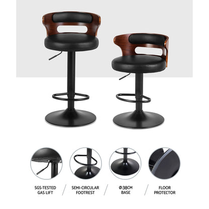2X Bar Stools Gas Lift Leather