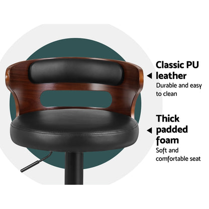 2X Bar Stools Gas Lift Leather