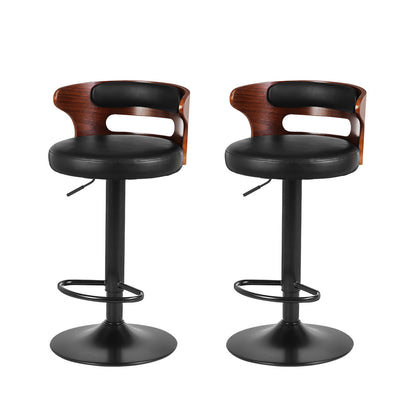 2X Bar Stools Gas Lift Leather