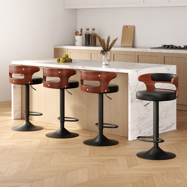  4X Bar Stools Gas Lift Leather
