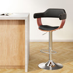 Bar Stools Gas Lift Leather W/Armrest Black