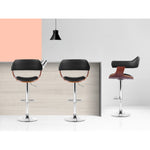 Bar Stools Gas Lift Leather W/Armrest Black