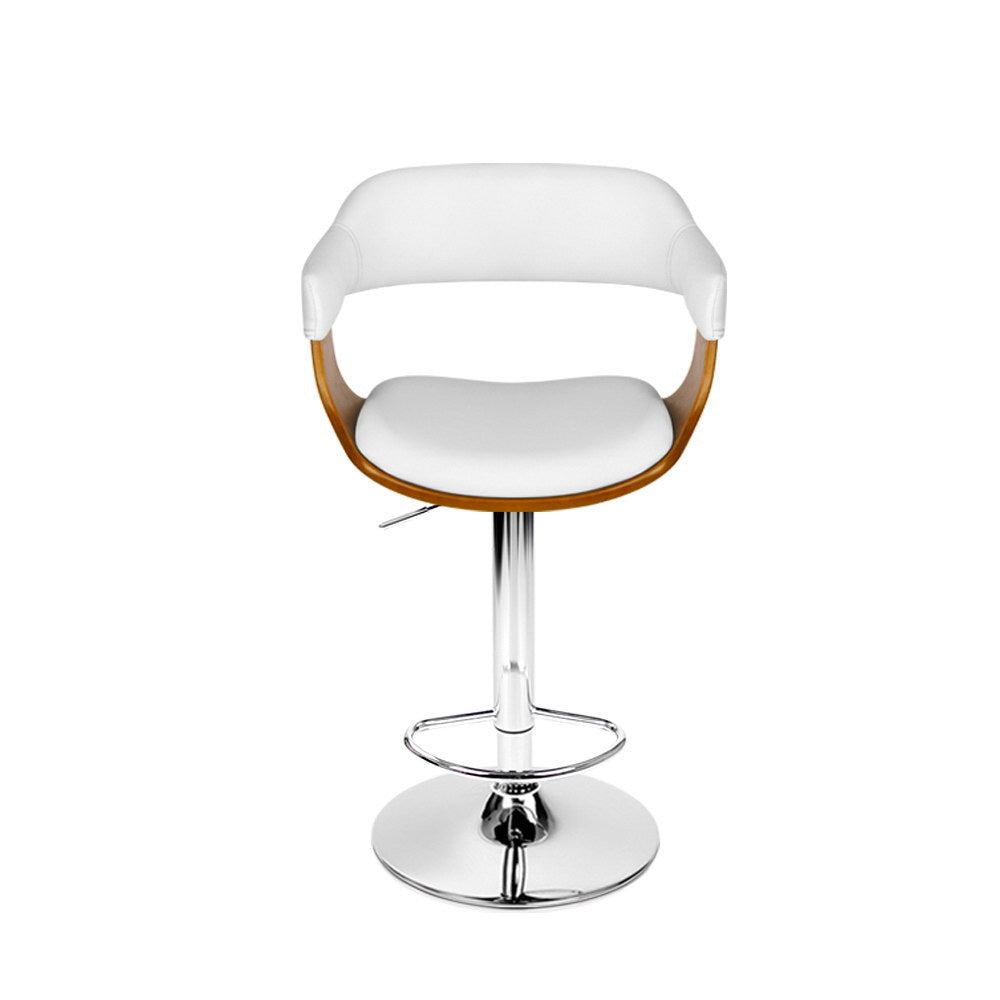 Bar Stools Gas Lift Leather W/Armrest White
