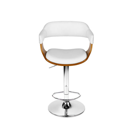 Bar Stools Gas Lift Leather W/Armrest White
