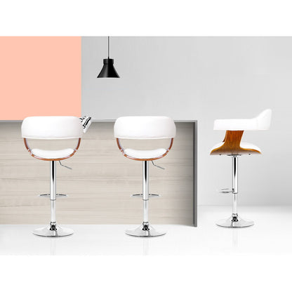 Bar Stools Gas Lift Leather W/Armrest White