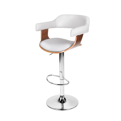 Bar Stools Gas Lift Leather W/Armrest White