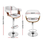 4x Bar Stools Gas Lift Leather with Armrest White