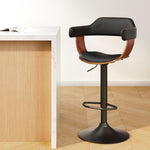 Bar Stools Gas Lift Leather W/Armrest All Black