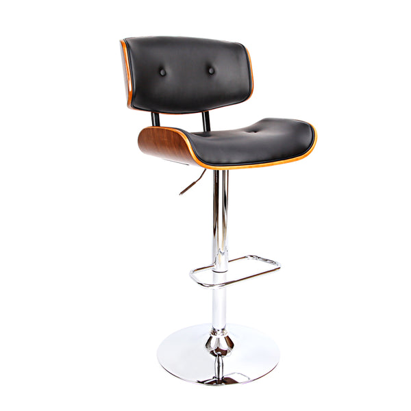  Bar Stools Gas Lift Leather Black