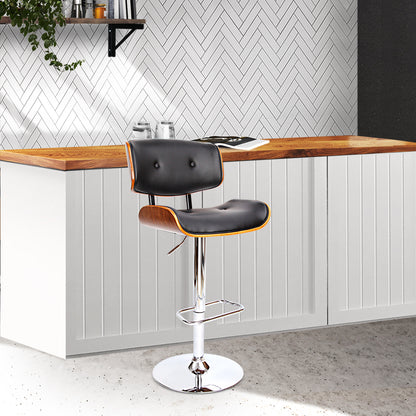 Bar Stools Gas Lift Leather Black