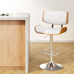Bar Stools Gas Lift Leather White