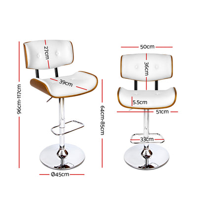 Bar Stools Gas Lift Leather White