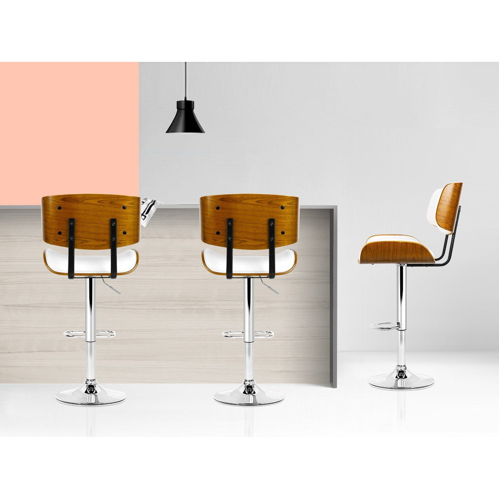 Bar Stools Gas Lift Leather White