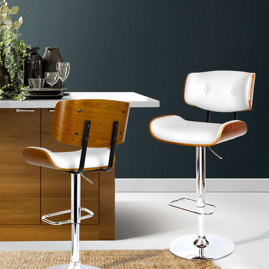 Bar Stools Gas Lift Leather White