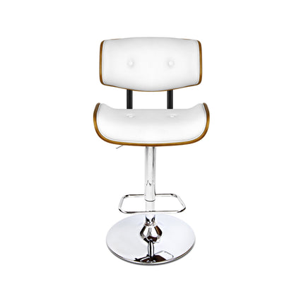 2X Bar Stools Gas Lift Leather White