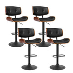 4X Bar Stools Gas Lift Leather All Black