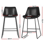 Bar Stools Kitchen Counter Barstools Leather Metal Chairs Black X2