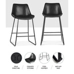 Bar Stools Kitchen Counter Barstools Leather Metal Chairs Black X2