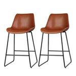 Premium PU leather Set of 2 Bar Stools Dining Chairs-Brown
