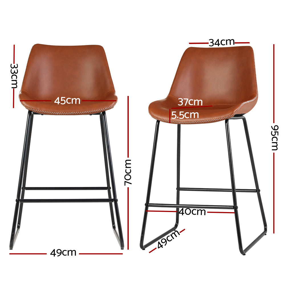 Bar Stools Kitchen Counter Barstools Leather Metal Chairs Brown