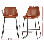 Bar Stools Kitchen Counter Barstools Leather Metal Chairs Brown