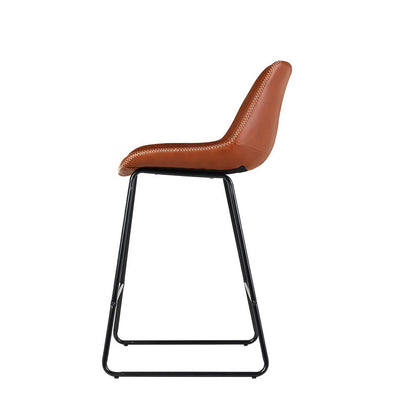 Bar Stools Kitchen Counter Barstools Leather Metal Chairs Brown
