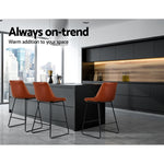 Bar Stools Kitchen Counter Barstools Leather Metal Chairs Brown