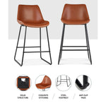 Bar Stools Kitchen Counter Barstools Leather Metal Chairs Brown