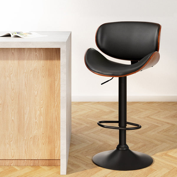  Bar Stools Kitchen Leather Barstools Swivel Gas Lift Vintage Chairs Black