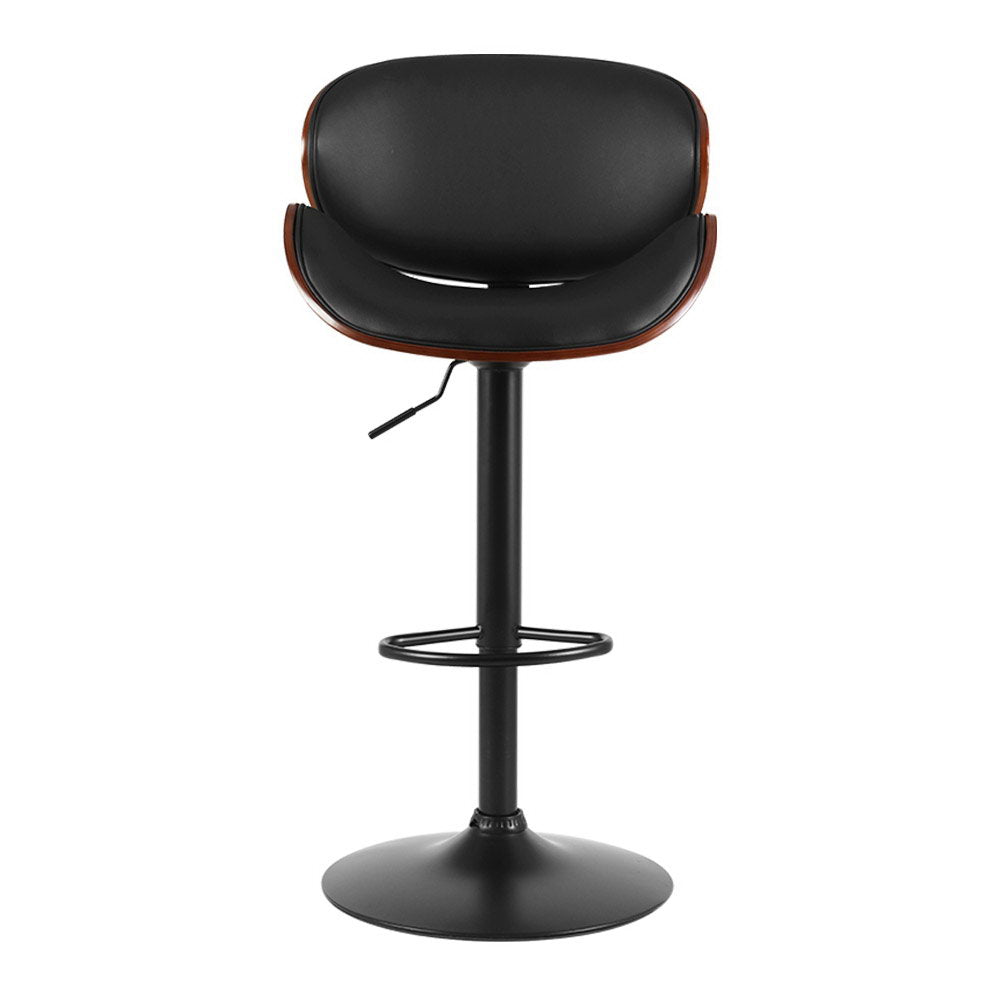 Bar Stools Kitchen Leather Barstools Swivel Gas Lift Chairs Black X2