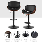 4x Bar Stools Gas Lift Leather Padded Black