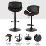 4X Bar Stools Gas Lift Leather Padded Black