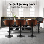 4X Bar Stools Gas Lift Leather Padded Black