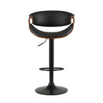 Contemporary style Kitchen Gas Lift Wooden Bar Stool Leather Black