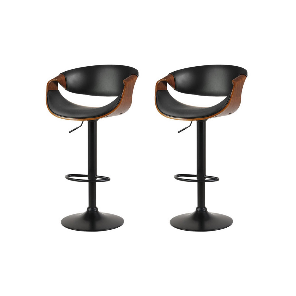 2X Bar Stools Gas Lift Leather W/Armrest