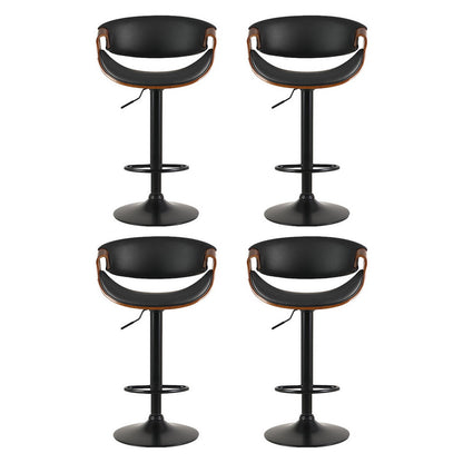 4x Bar Stools Gas Lift Leather w/Armrest